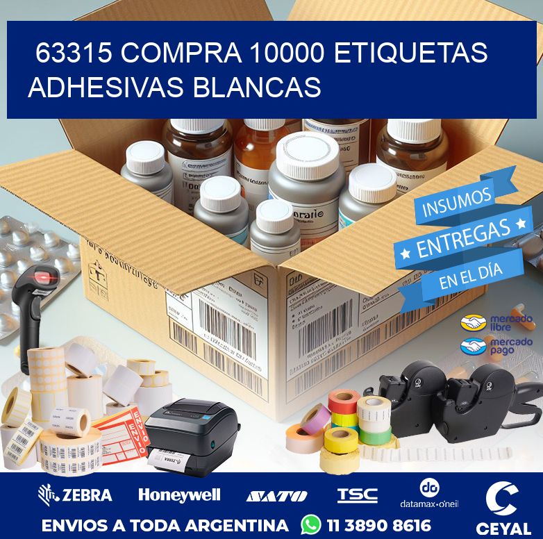 63315 COMPRA 10000 ETIQUETAS ADHESIVAS BLANCAS