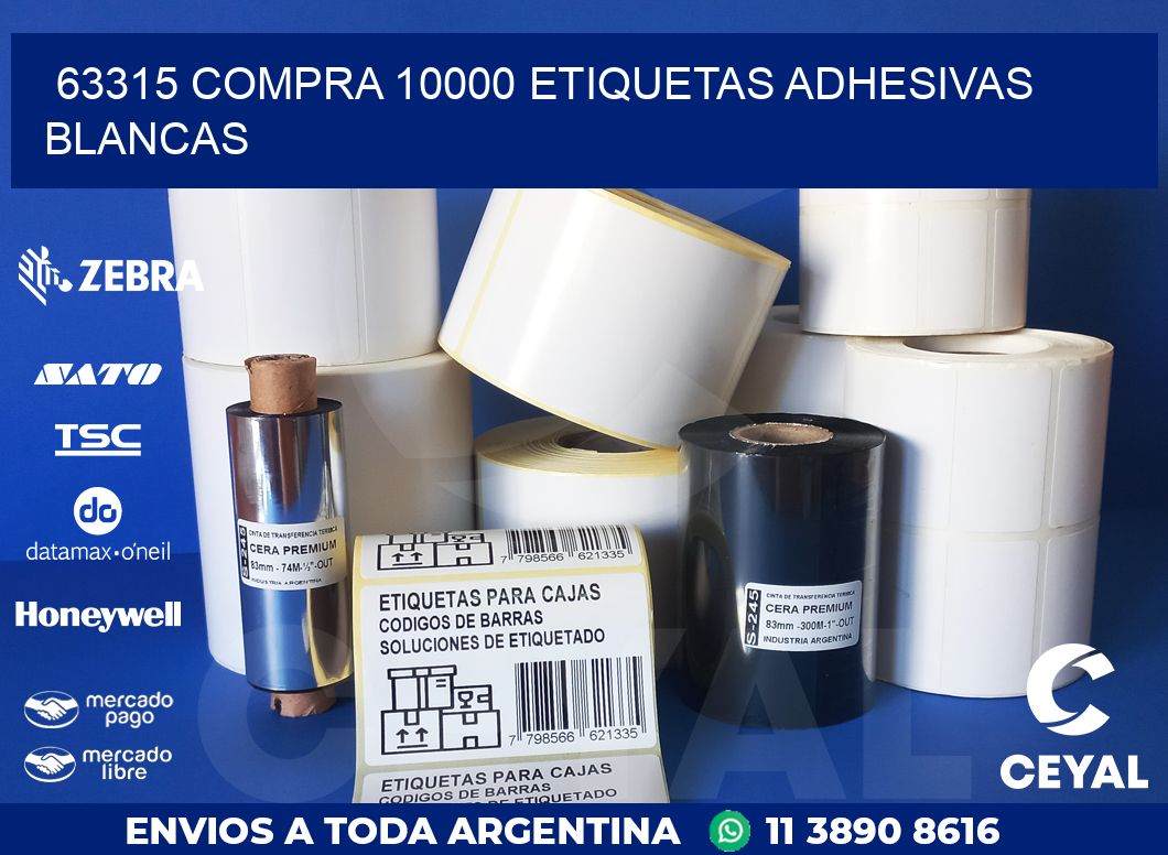 63315 COMPRA 10000 ETIQUETAS ADHESIVAS BLANCAS