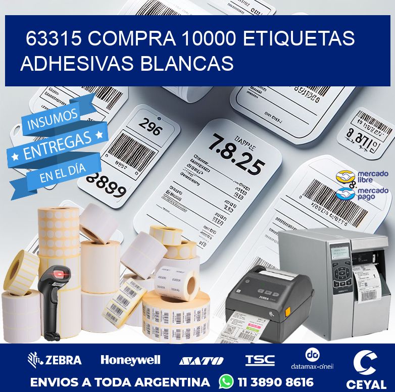 63315 COMPRA 10000 ETIQUETAS ADHESIVAS BLANCAS