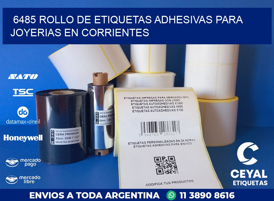 6485 ROLLO DE ETIQUETAS ADHESIVAS PARA JOYERIAS EN CORRIENTES