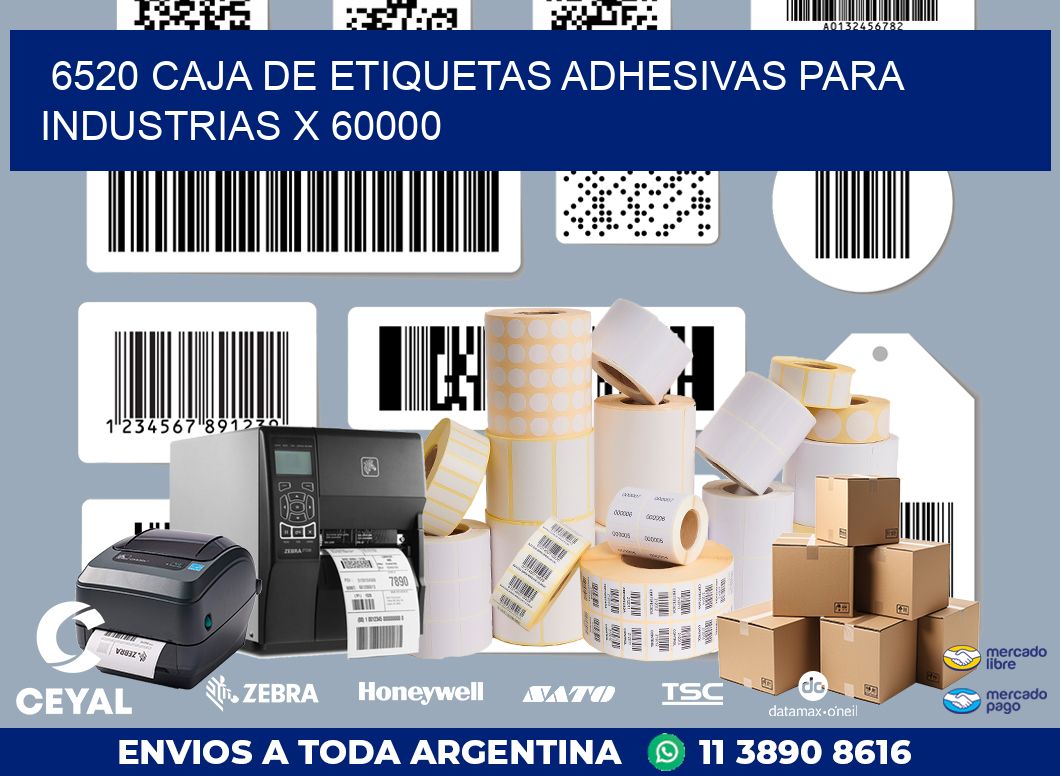 6520 CAJA DE ETIQUETAS ADHESIVAS PARA INDUSTRIAS X 60000