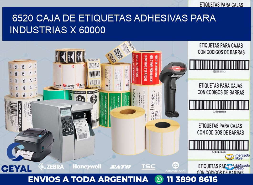 6520 CAJA DE ETIQUETAS ADHESIVAS PARA INDUSTRIAS X 60000