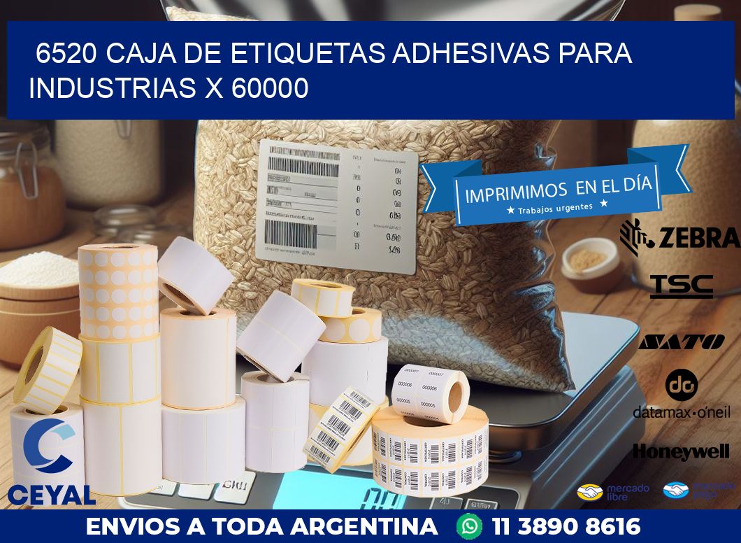 6520 CAJA DE ETIQUETAS ADHESIVAS PARA INDUSTRIAS X 60000