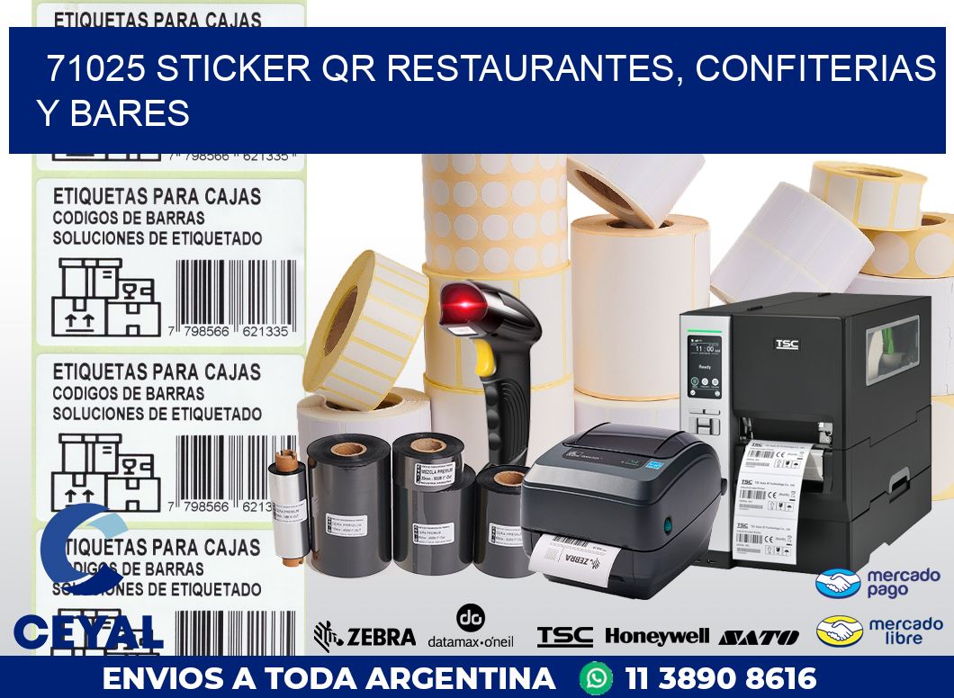 71025 STICKER QR RESTAURANTES, CONFITERIAS Y BARES
