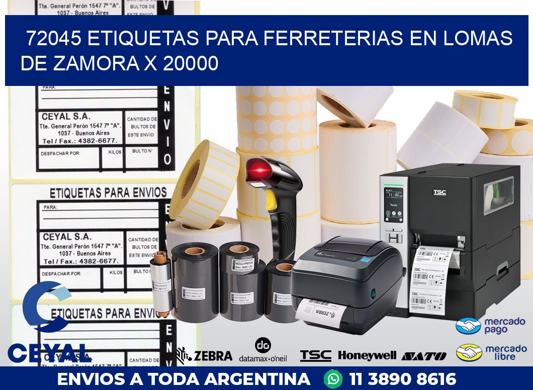 72045 ETIQUETAS PARA FERRETERIAS EN LOMAS DE ZAMORA X 20000