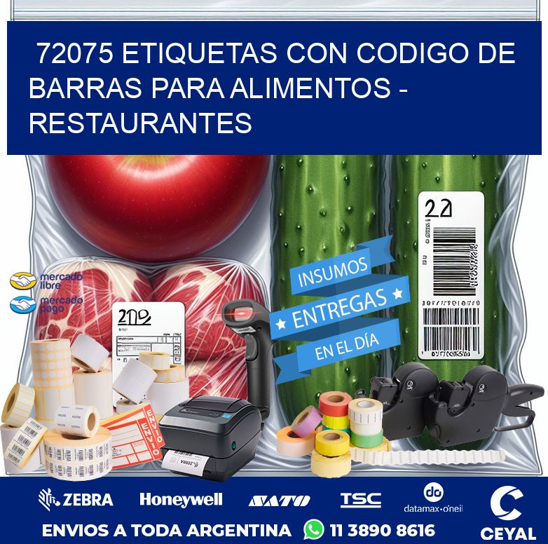 72075 ETIQUETAS CON CODIGO DE BARRAS PARA ALIMENTOS - RESTAURANTES