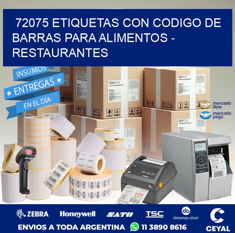 72075 ETIQUETAS CON CODIGO DE BARRAS PARA ALIMENTOS - RESTAURANTES