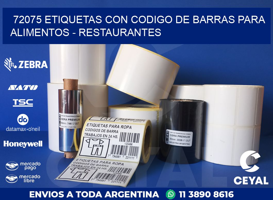 72075 ETIQUETAS CON CODIGO DE BARRAS PARA ALIMENTOS – RESTAURANTES
