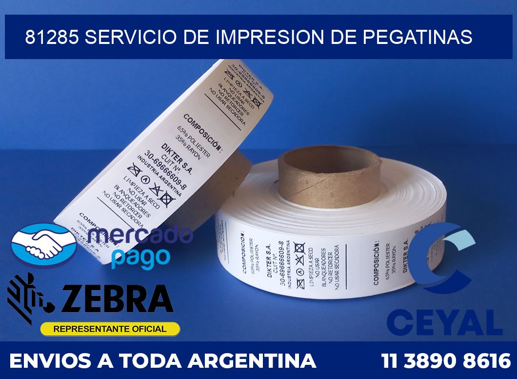 81285 SERVICIO DE IMPRESION DE PEGATINAS