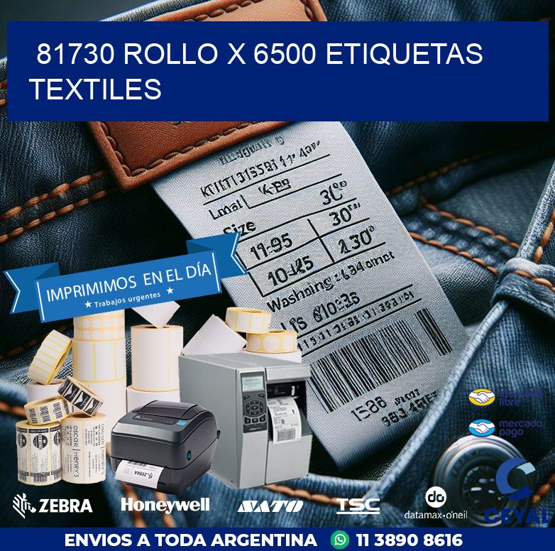 81730 ROLLO X 6500 ETIQUETAS TEXTILES