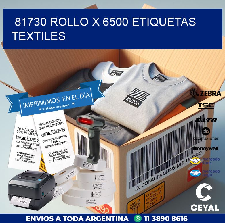 81730 ROLLO X 6500 ETIQUETAS TEXTILES