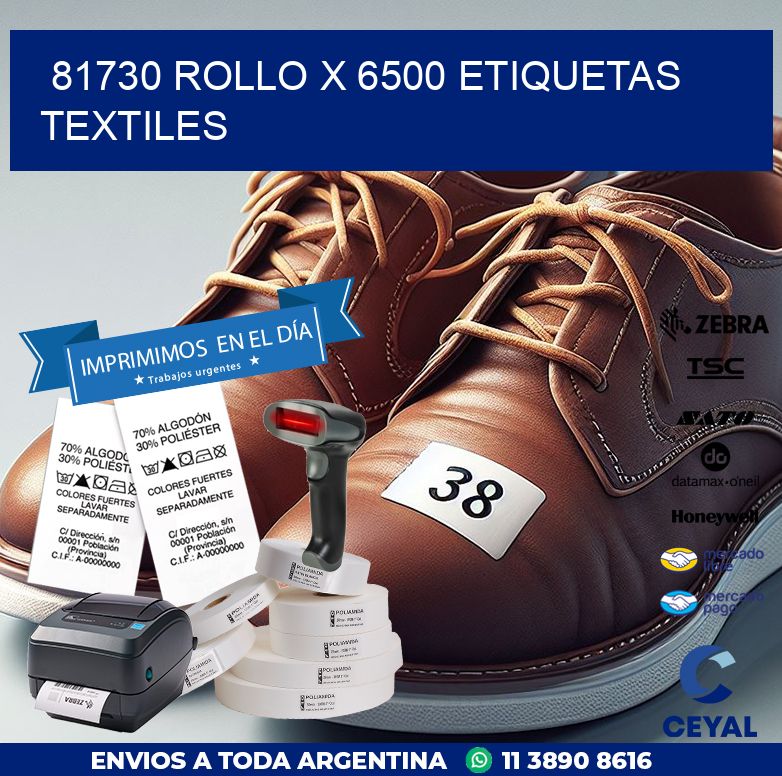 81730 ROLLO X 6500 ETIQUETAS TEXTILES