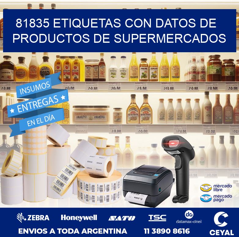 81835 ETIQUETAS CON DATOS DE PRODUCTOS DE SUPERMERCADOS