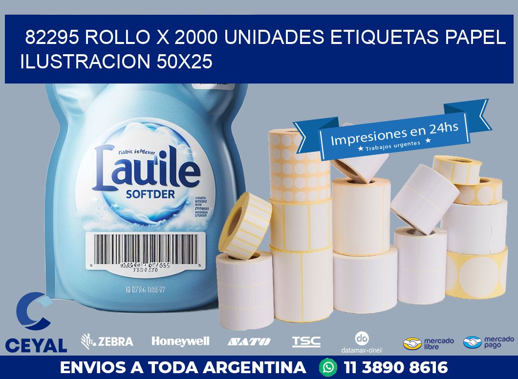 82295 ROLLO X 2000 UNIDADES ETIQUETAS PAPEL ILUSTRACION 50X25