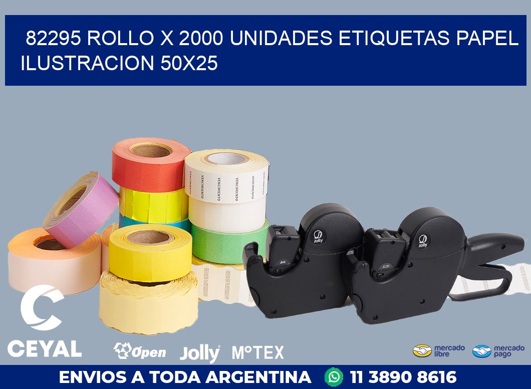 82295 ROLLO X 2000 UNIDADES ETIQUETAS PAPEL ILUSTRACION 50X25
