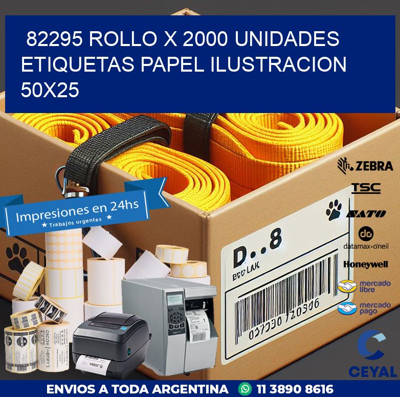 82295 ROLLO X 2000 UNIDADES ETIQUETAS PAPEL ILUSTRACION 50X25