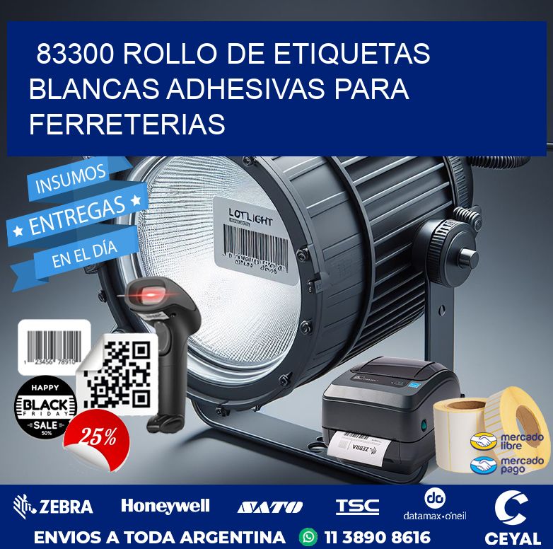 83300 ROLLO DE ETIQUETAS BLANCAS ADHESIVAS PARA FERRETERIAS