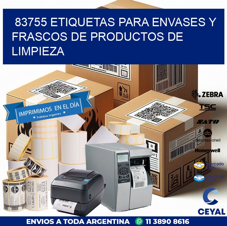 83755 ETIQUETAS PARA ENVASES Y FRASCOS DE PRODUCTOS DE LIMPIEZA