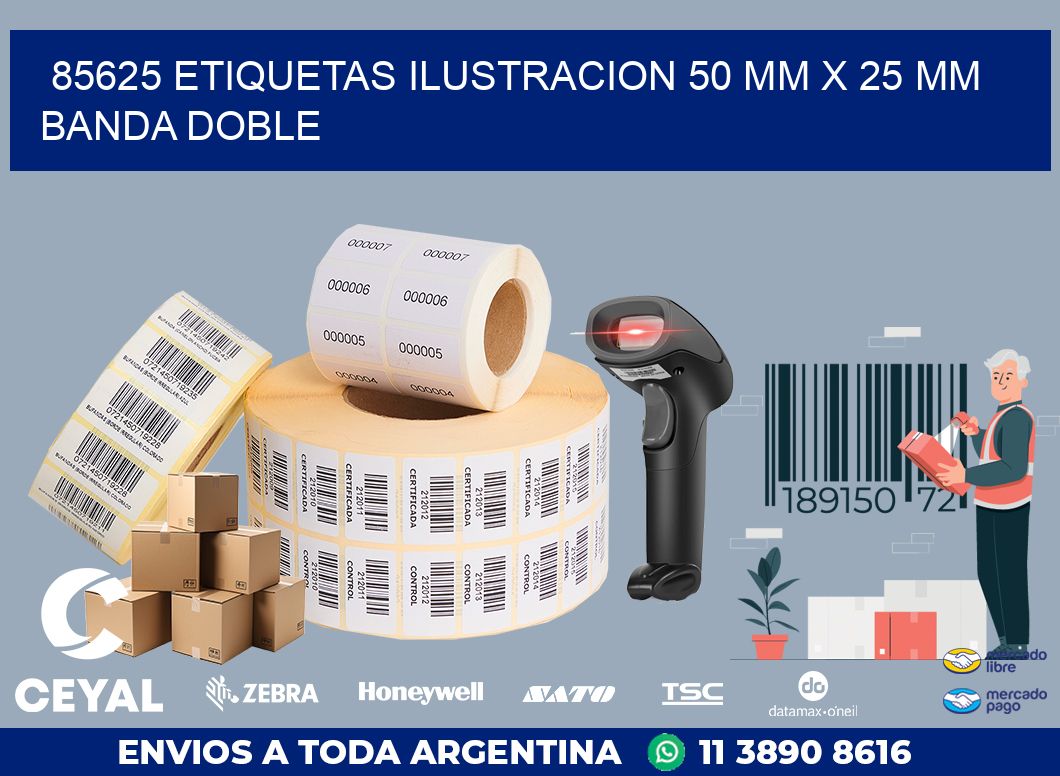 85625 ETIQUETAS ILUSTRACION 50 MM X 25 MM BANDA DOBLE