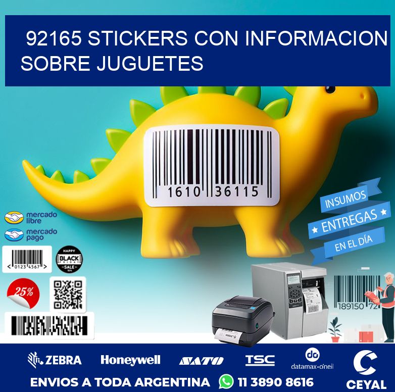 92165 STICKERS CON INFORMACION SOBRE JUGUETES
