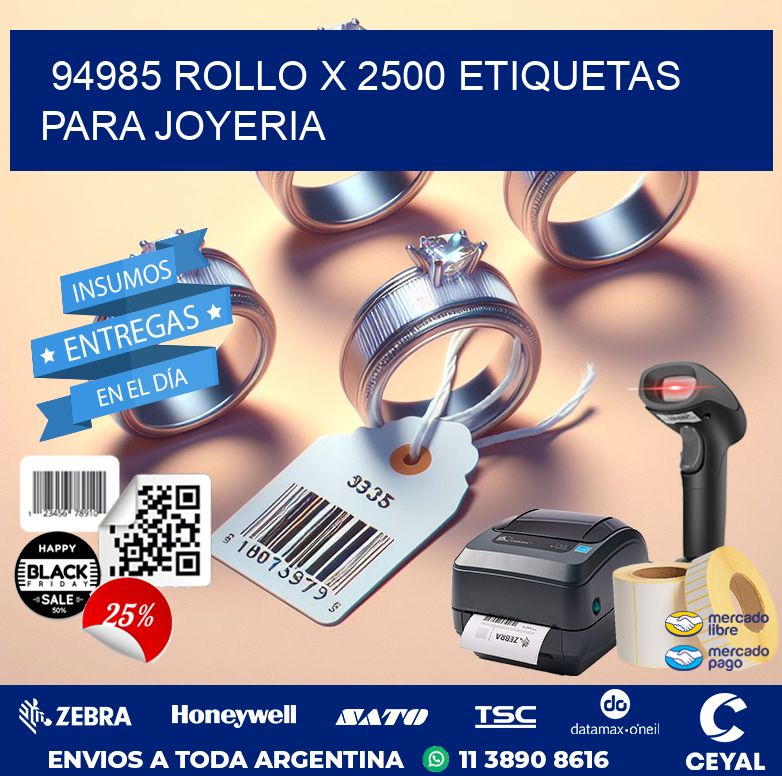 94985 ROLLO X 2500 ETIQUETAS PARA JOYERIA