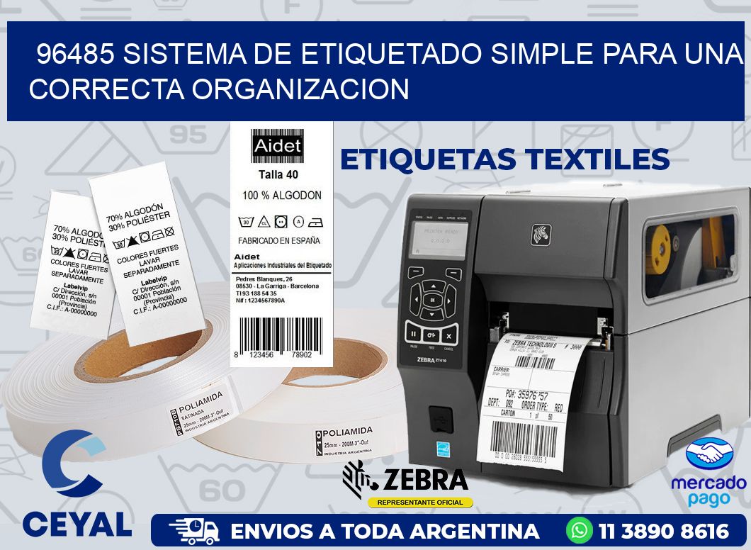 96485 SISTEMA DE ETIQUETADO SIMPLE PARA UNA CORRECTA ORGANIZACION