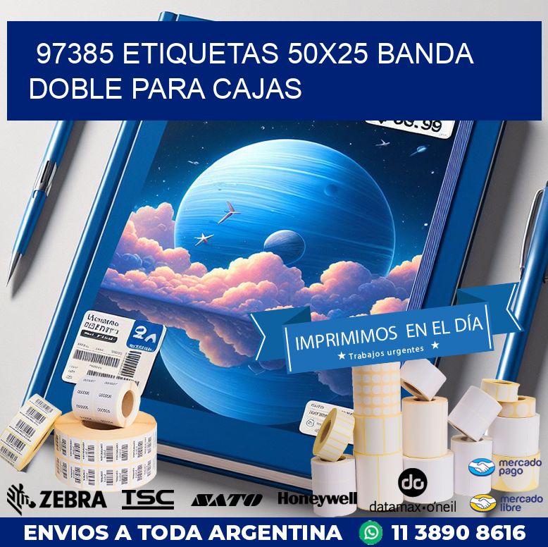 97385 ETIQUETAS 50X25 BANDA DOBLE PARA CAJAS
