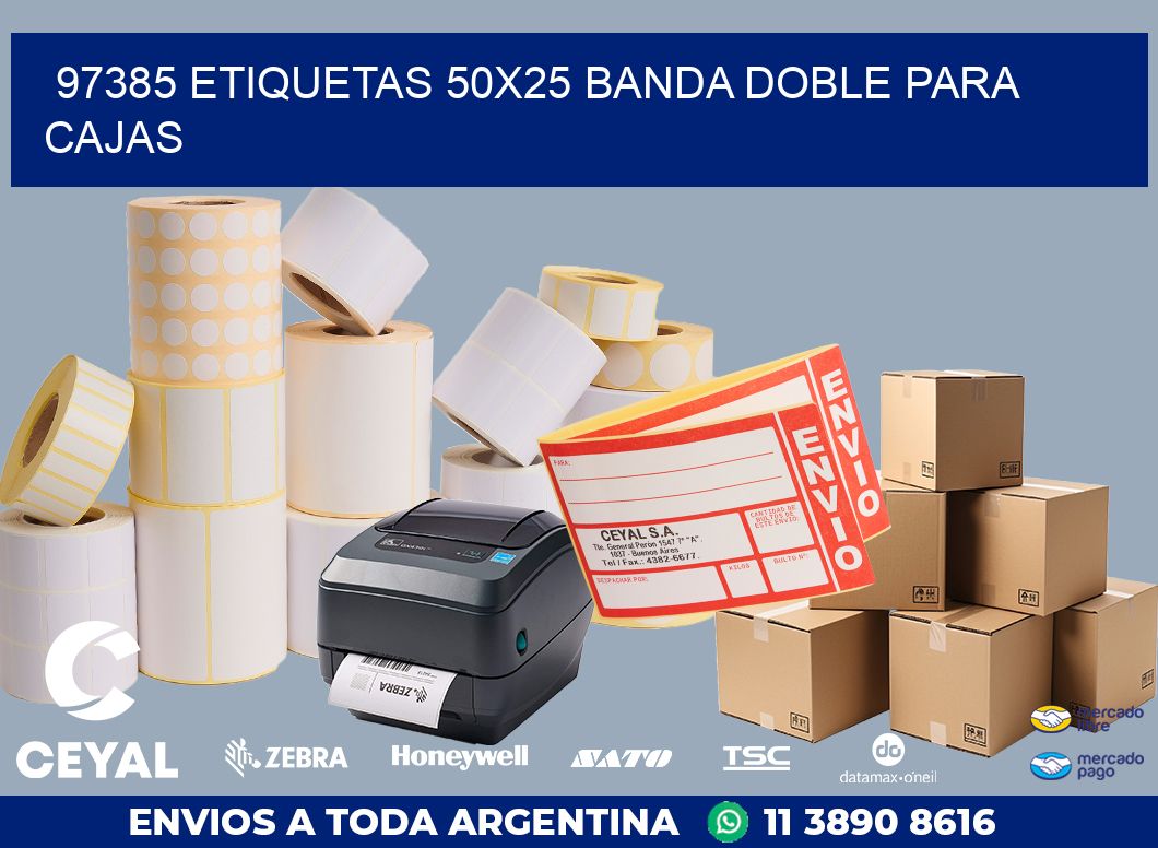 97385 ETIQUETAS 50X25 BANDA DOBLE PARA CAJAS