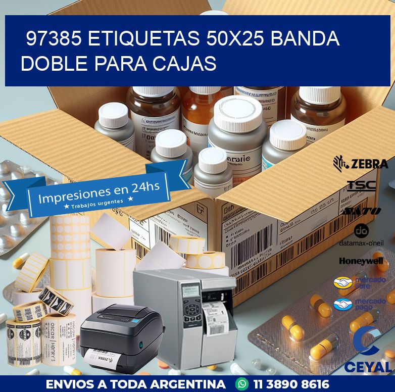 97385 ETIQUETAS 50X25 BANDA DOBLE PARA CAJAS