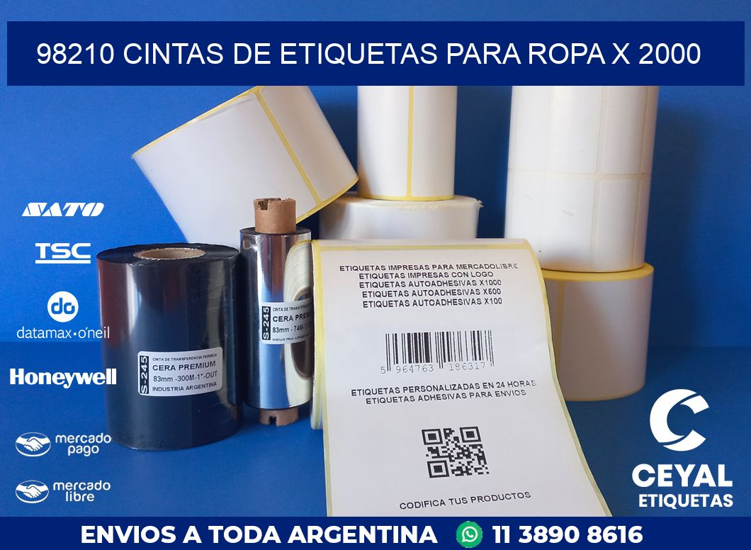 98210 CINTAS DE ETIQUETAS PARA ROPA X 2000
