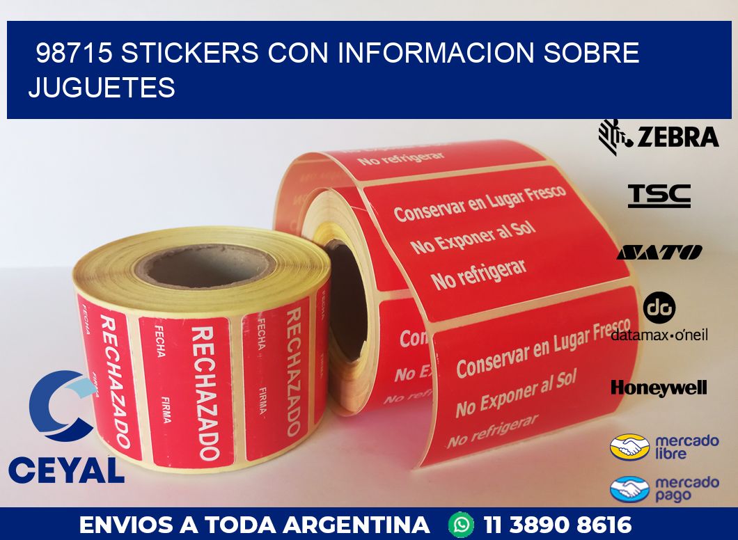 98715 STICKERS CON INFORMACION SOBRE JUGUETES