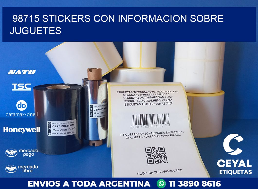 98715 STICKERS CON INFORMACION SOBRE JUGUETES