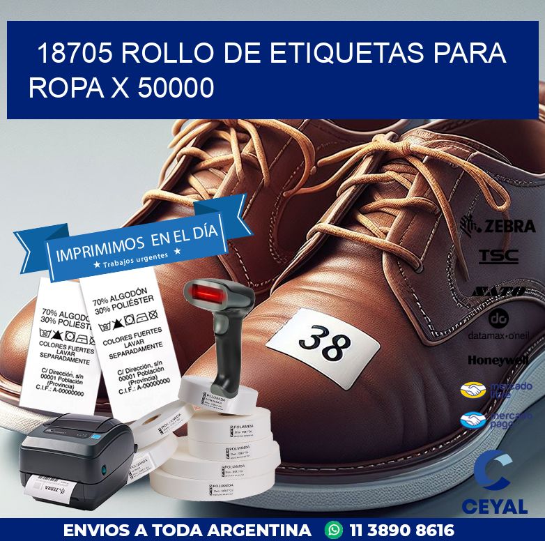 18705 ROLLO DE ETIQUETAS PARA ROPA X 50000