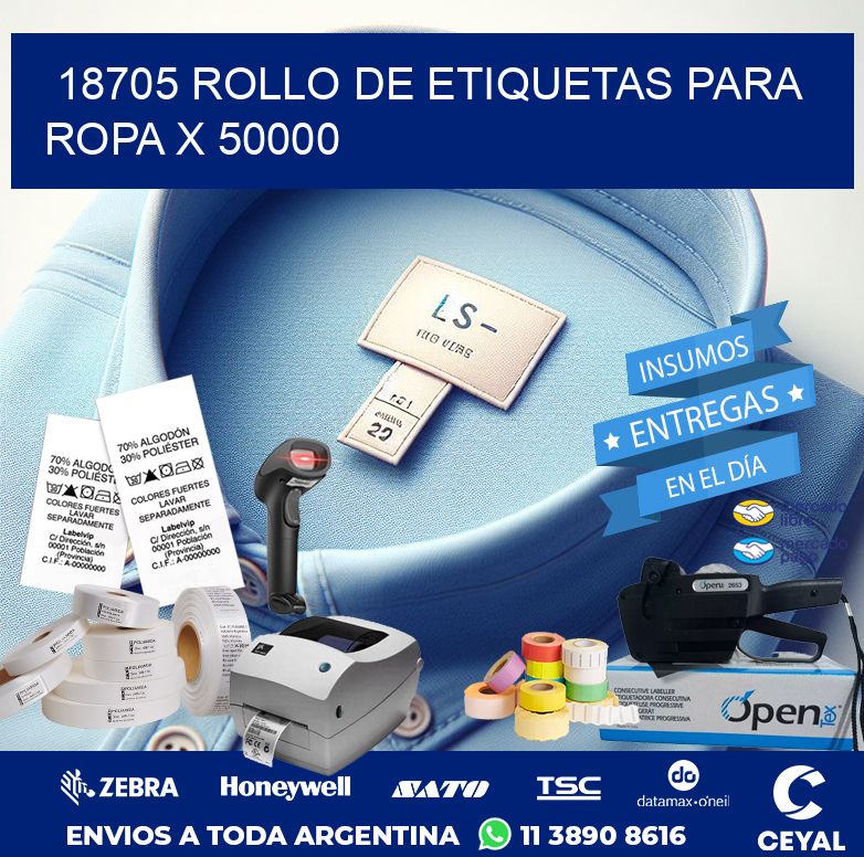 18705 ROLLO DE ETIQUETAS PARA ROPA X 50000