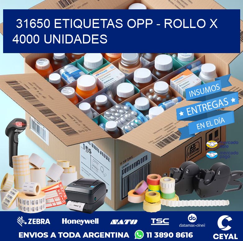 31650 ETIQUETAS OPP - ROLLO X 4000 UNIDADES