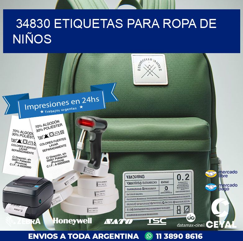 34830 ETIQUETAS PARA ROPA DE NIÑOS
