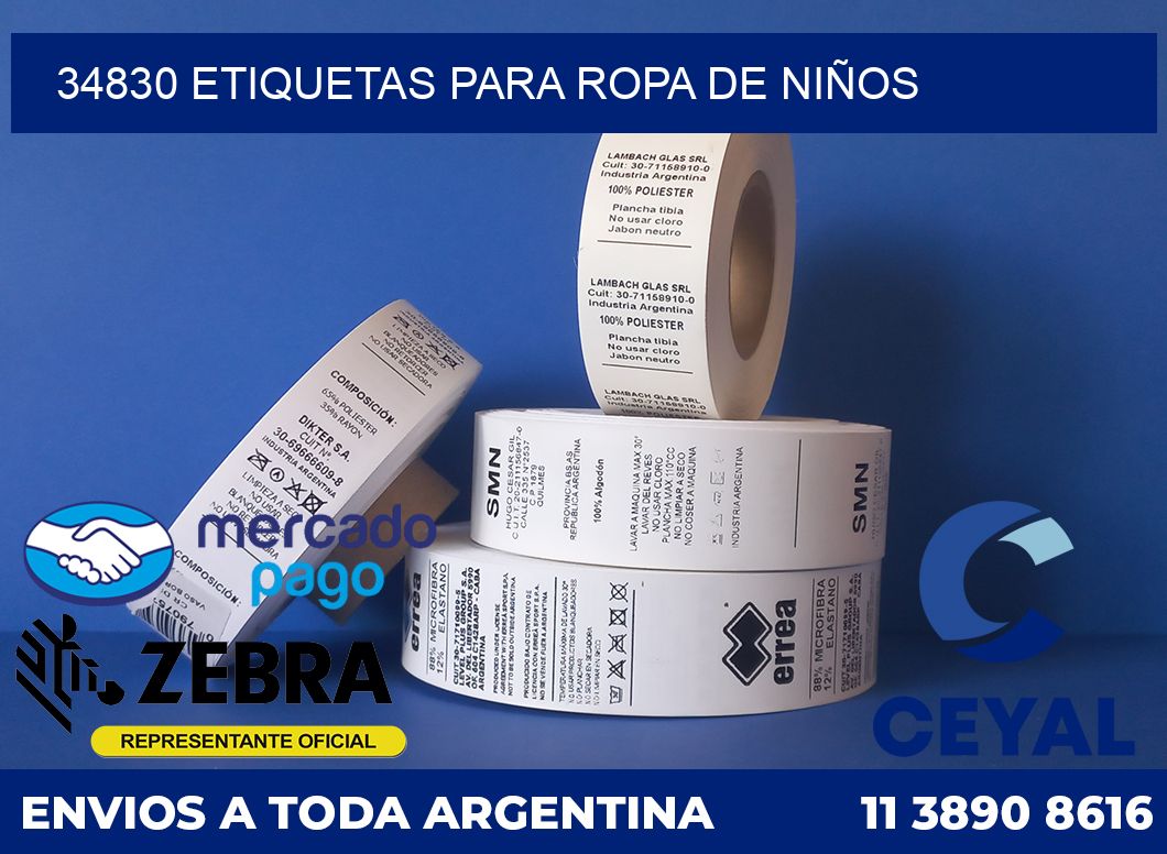 34830 ETIQUETAS PARA ROPA DE NIÑOS