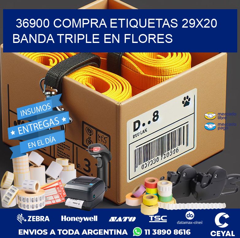 36900 COMPRA ETIQUETAS 29X20 BANDA TRIPLE EN FLORES