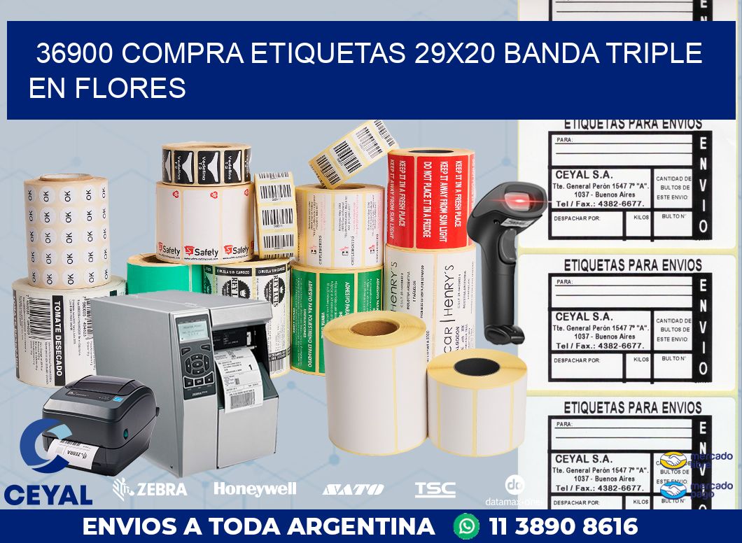 36900 COMPRA ETIQUETAS 29X20 BANDA TRIPLE EN FLORES