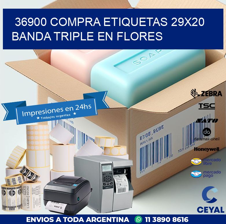 36900 COMPRA ETIQUETAS 29X20 BANDA TRIPLE EN FLORES