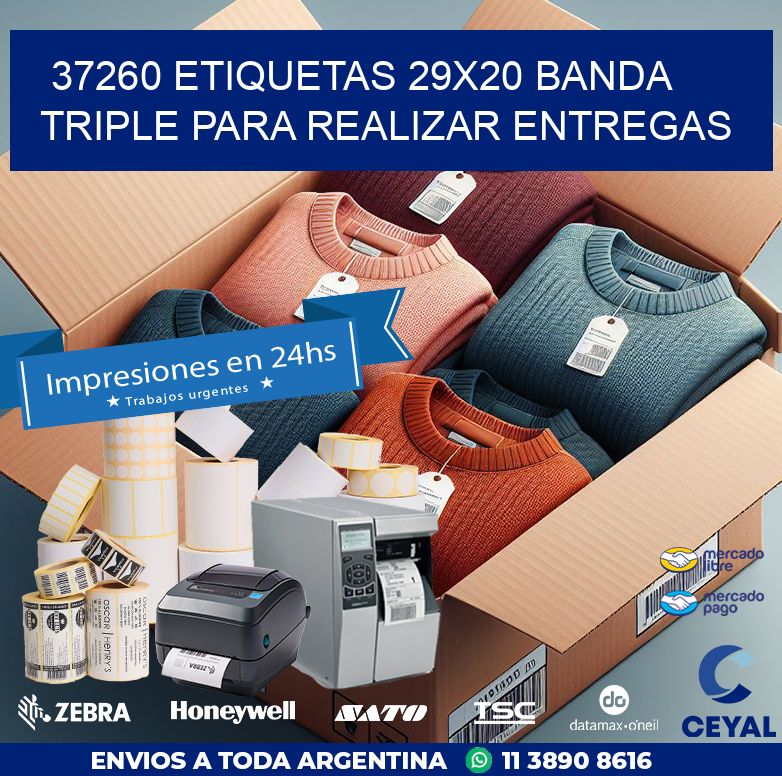 37260 ETIQUETAS 29X20 BANDA TRIPLE PARA REALIZAR ENTREGAS