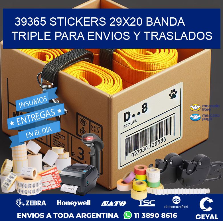 39365 STICKERS 29X20 BANDA TRIPLE PARA ENVIOS Y TRASLADOS