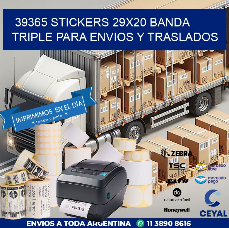 39365 STICKERS 29X20 BANDA TRIPLE PARA ENVIOS Y TRASLADOS