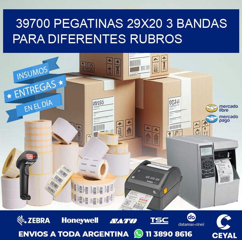 39700 PEGATINAS 29X20 3 BANDAS PARA DIFERENTES RUBROS