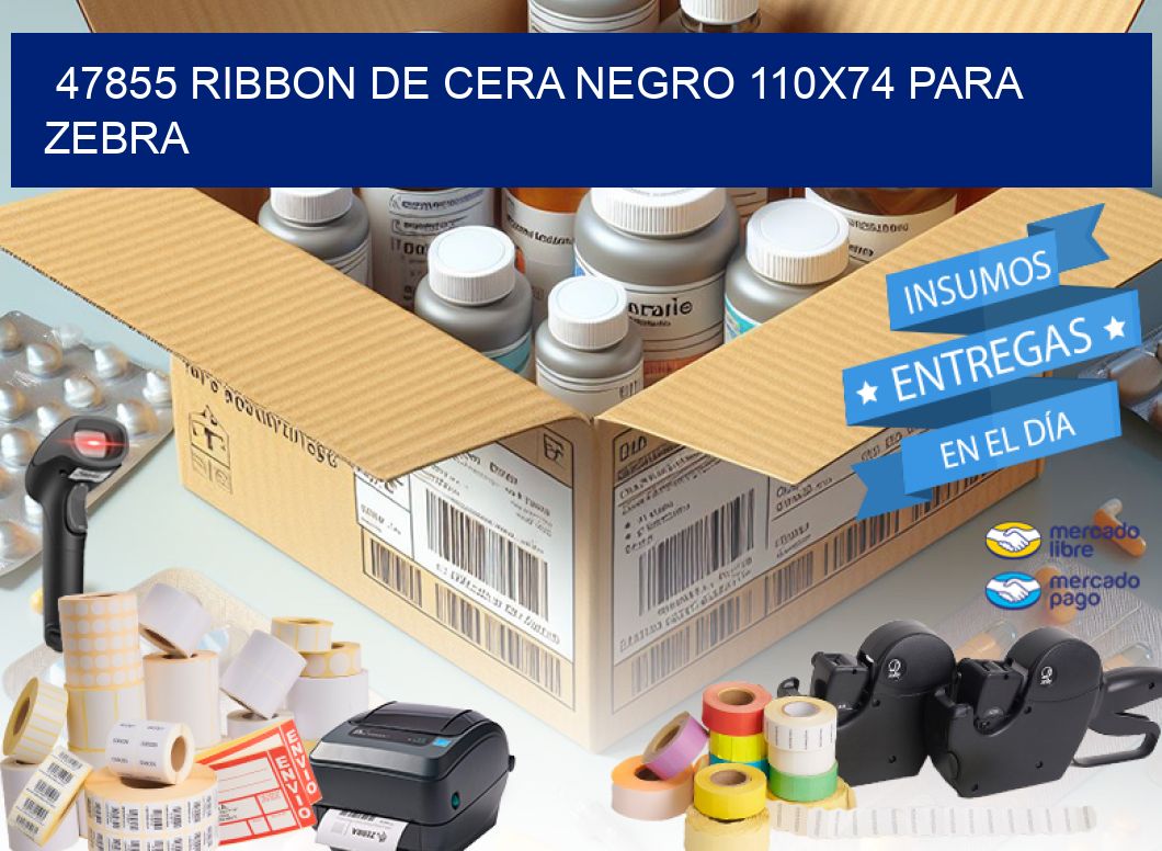 47855 RIBBON DE CERA NEGRO 110X74 PARA ZEBRA