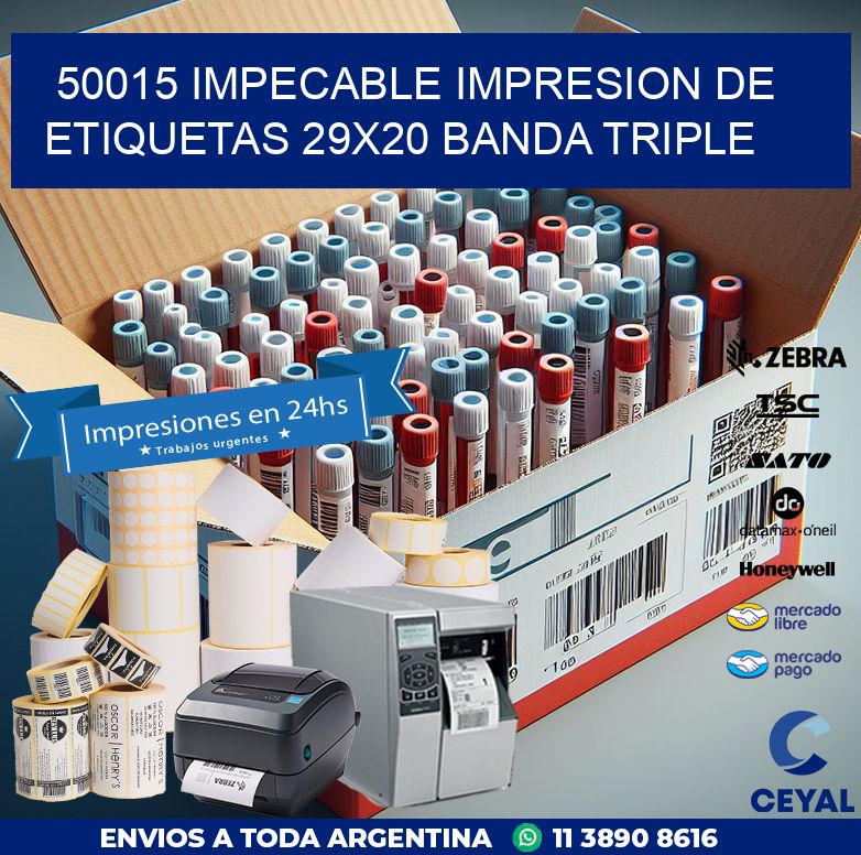 50015 IMPECABLE IMPRESION DE ETIQUETAS 29X20 BANDA TRIPLE