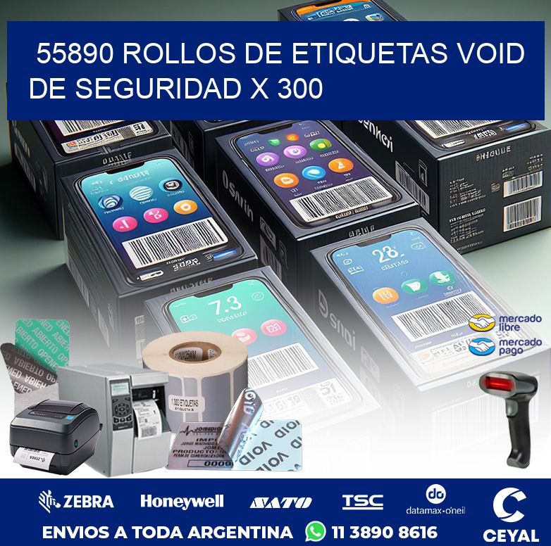55890 ROLLOS DE ETIQUETAS VOID DE SEGURIDAD X 300