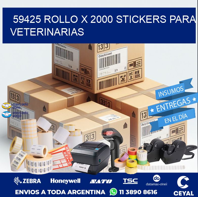 59425 ROLLO X 2000 STICKERS PARA VETERINARIAS
