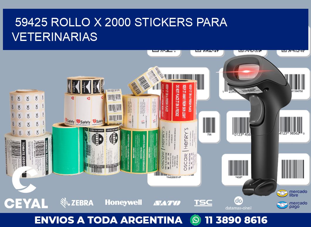 59425 ROLLO X 2000 STICKERS PARA VETERINARIAS
