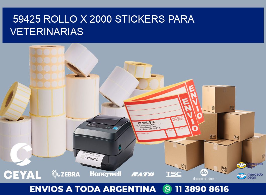 59425 ROLLO X 2000 STICKERS PARA VETERINARIAS